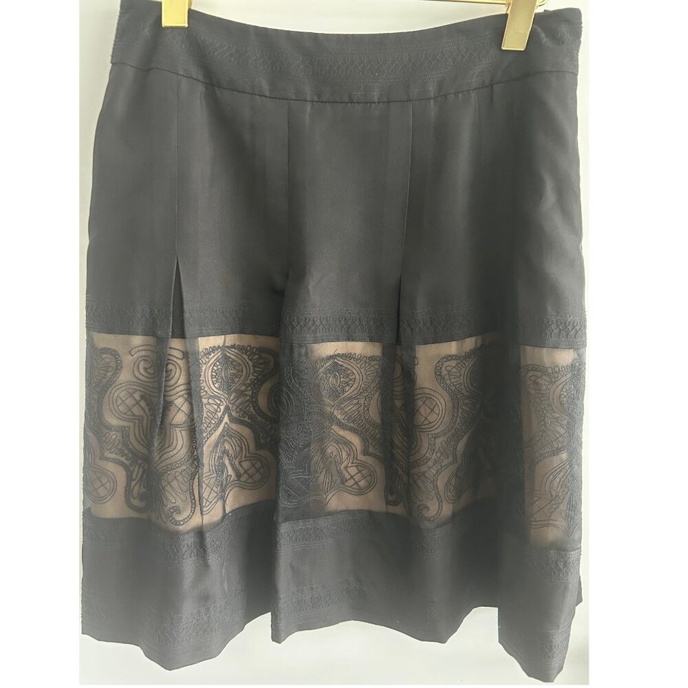 ECCOCI Black Silk Skirt With Lace Sz 8